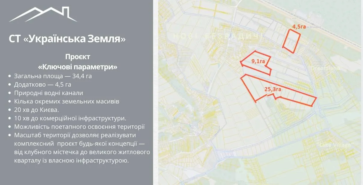Продаж ділянки 34, 4га. с. Нові Безрадичі СТ "Українська Земля"  Dreamland / Vivere/ "Lake Village"   — фото 6 з 7