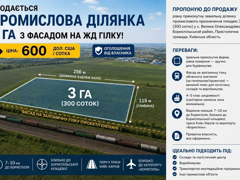 Терміново продам земельну ділянку 2,97Га (Промисловість) — фото 6 з 7
