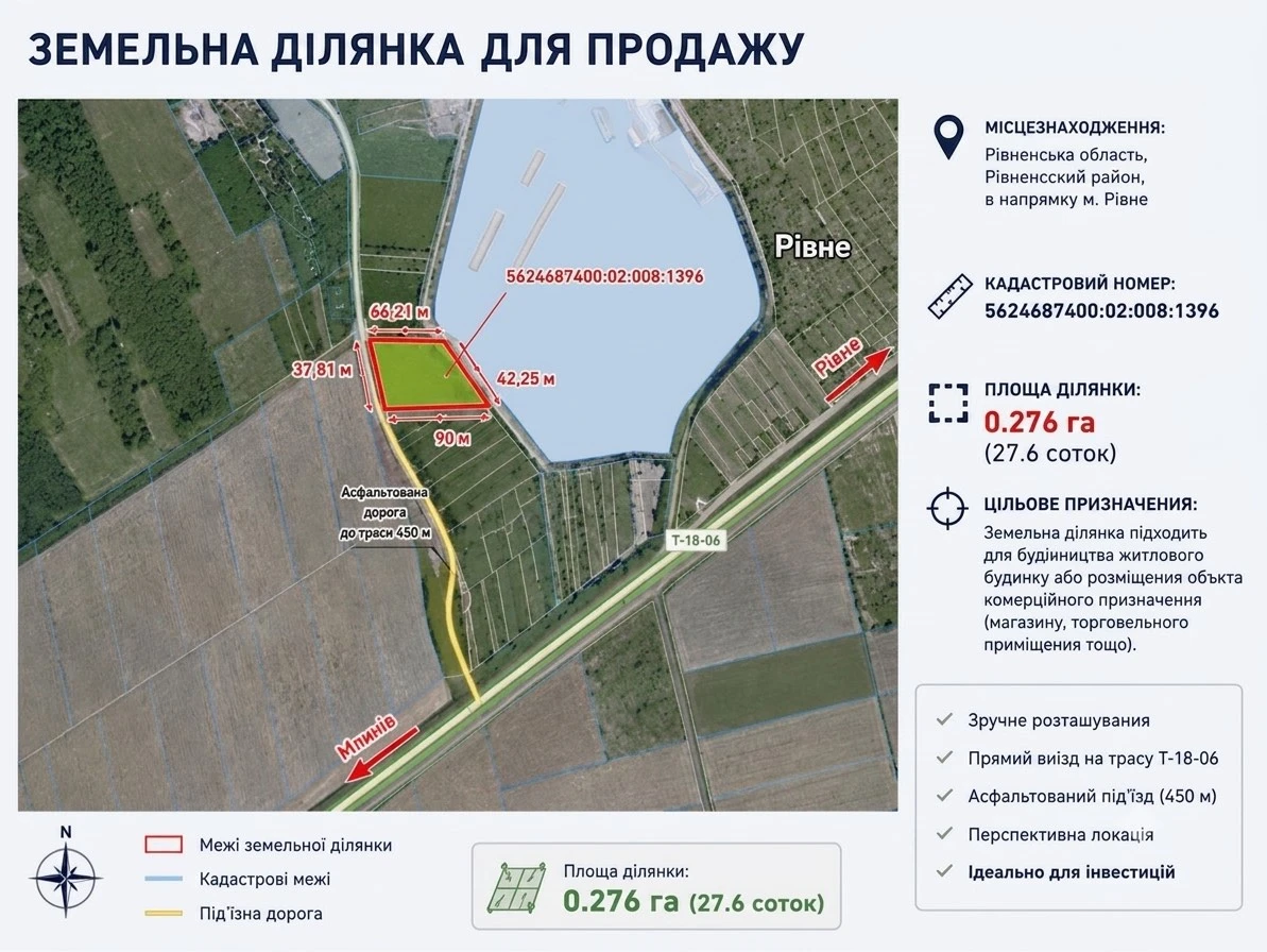 Продаж ділянки 27.6 сот. біля Рівного (с. Обарів)  — фото 1 з 3